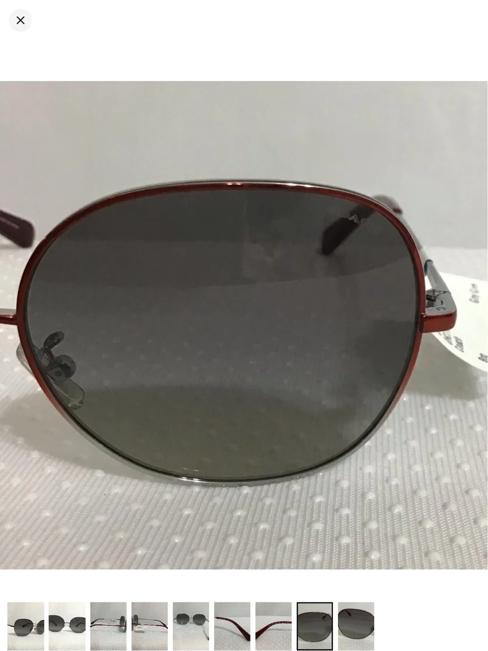 Women’s Red Metal Frame Sunglasses with Gray Lenses